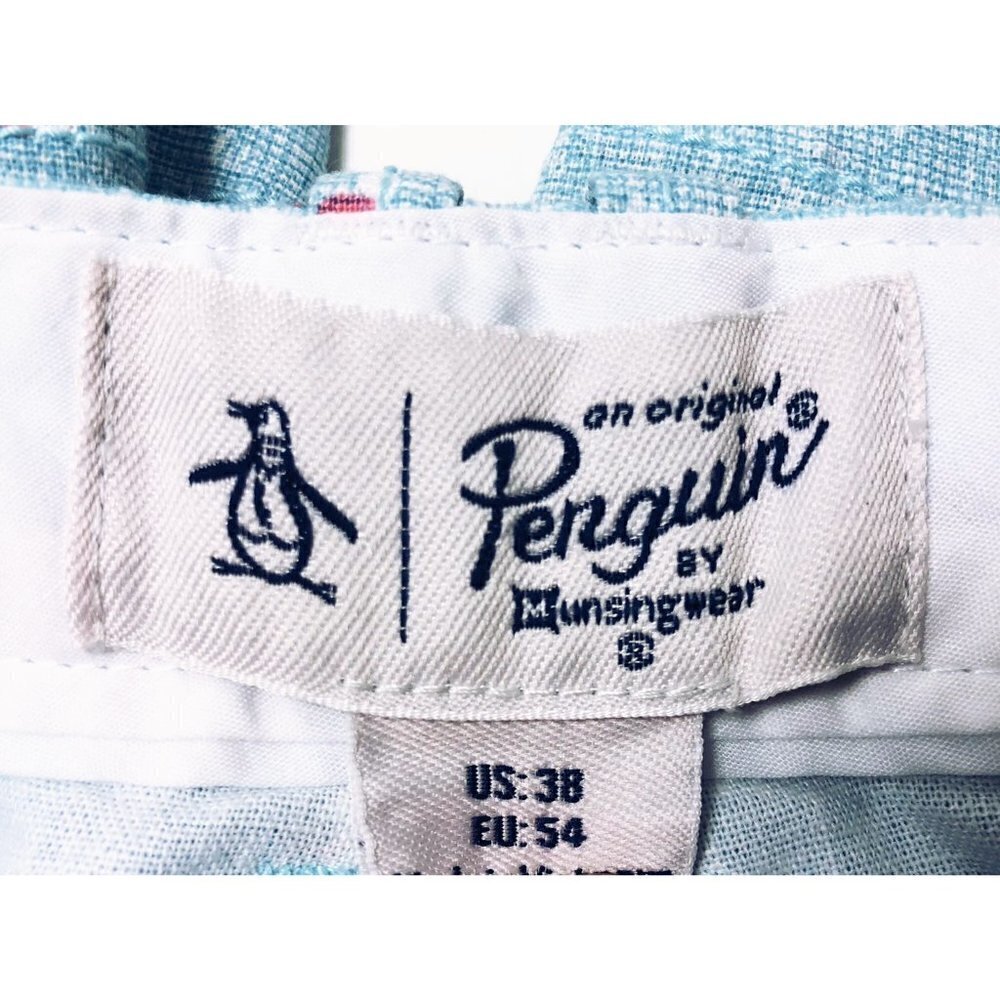 Original Penguin Mens Light Blue Bermuda Shorts Pockets Geo Print Sz 38 New - Picture 7 of 12
